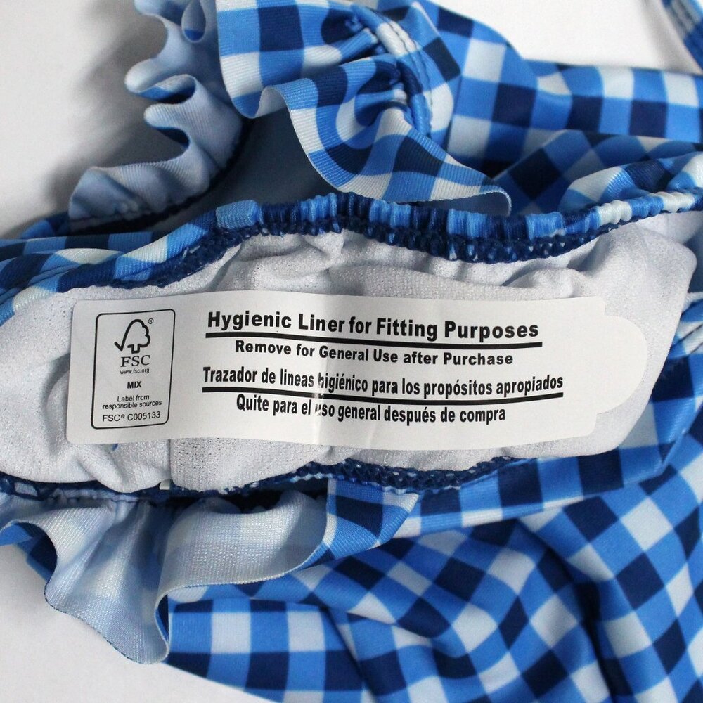 Wonder Nation Girl's 5T One Piece Checkered Blue & White Swim Suit - Ruffle Legs - Picture 4 of 10